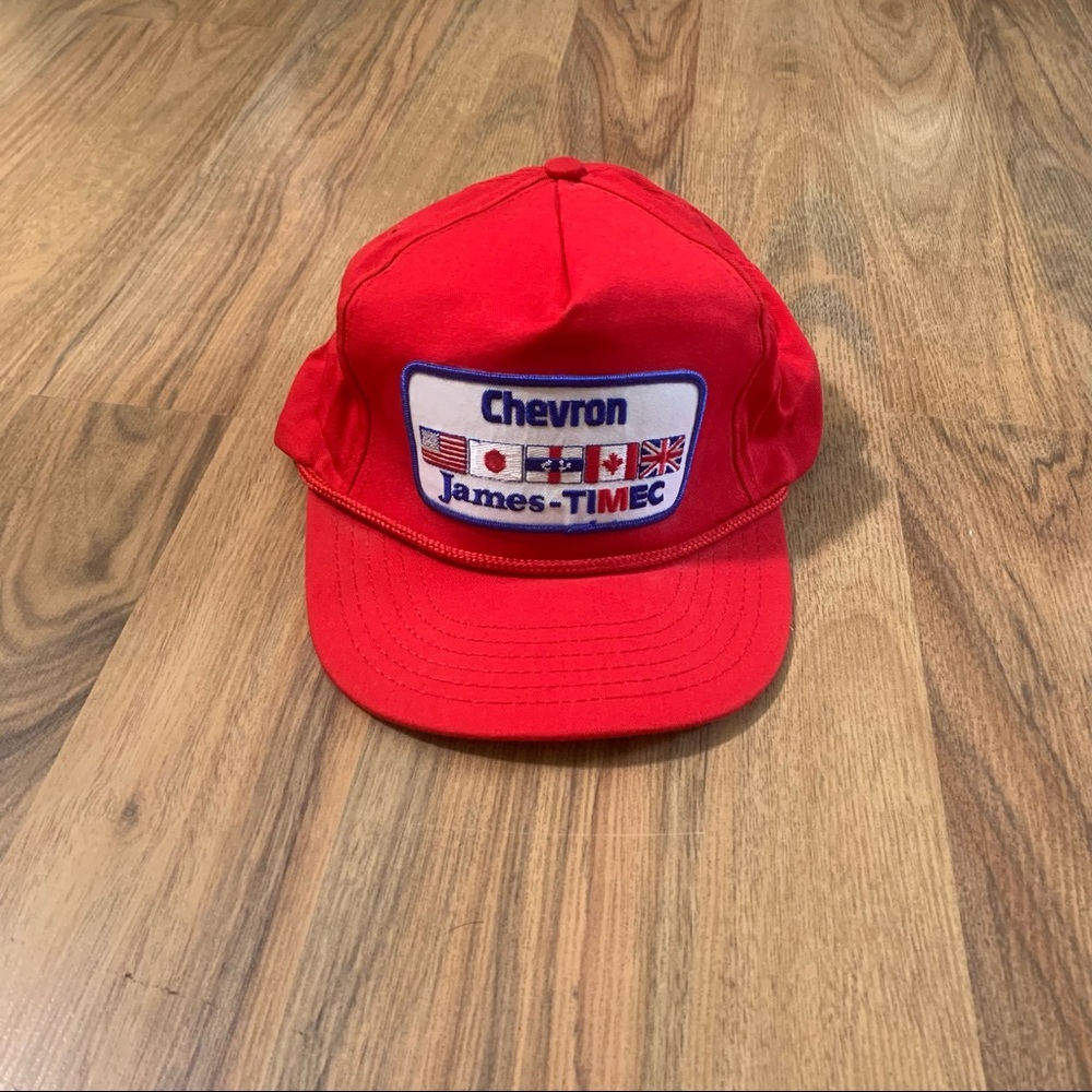 Vintage Chevron James Timec Petroleum Refinery Patch Trucker Hat Adjustable Hat